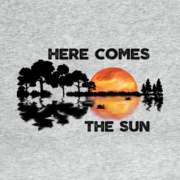 Here Comes The Sun Guitar Sunset Silhouette Music Lover by Bazzar Designs